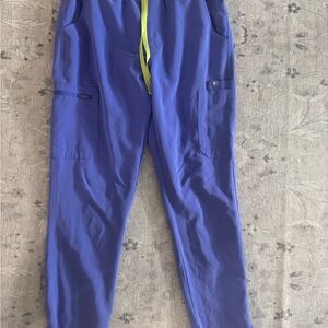 Figs blueberry Straight Leg Pants with Yellow Drawstring